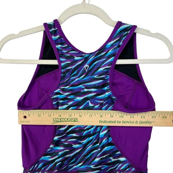 Nwt IVIVVA By Lululemon Artistic Acrobat Bodysuit Leotard Tiger Spry Blue KID 14 - Picture 9 of 12
